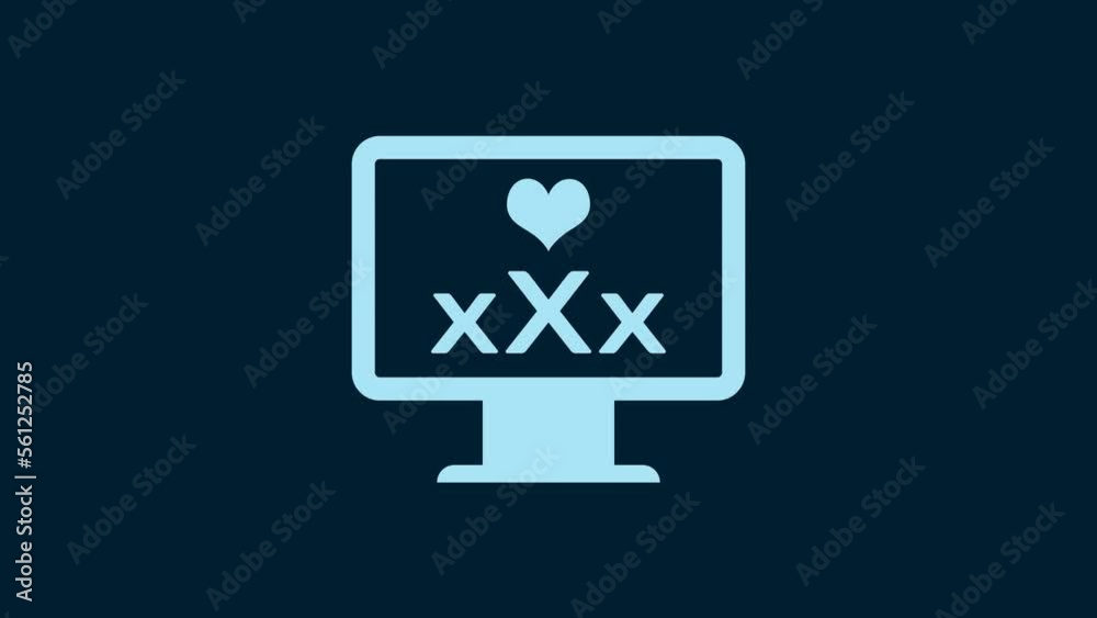 White Computer monitor with 18 plus content heart icon isolated on blue background. Age restriction symbol. Sex content sign. Adult channel. 4K Video motion graphic animation White Computer monitor with 18 plus content heart icon isolated on blue background. Age restriction symbol. Sex content sign. Adult channel. 4K Video motion graphic animation