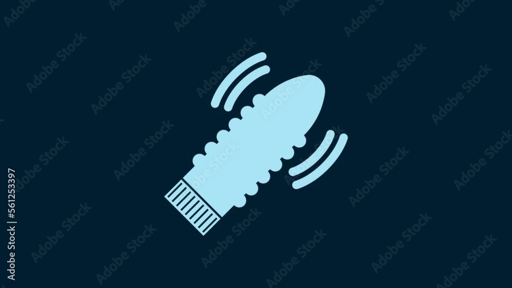 White Dildo vibrator for sex games icon isolated on blue background. Sex toy for adult. Vaginal exercise machines for intimate. 4K Video motion graphic animation White Dildo vibrator for sex games icon isolated on blue background. Sex toy for adult. Vaginal exercise machines for intimate. 4K Video motion graphic animation