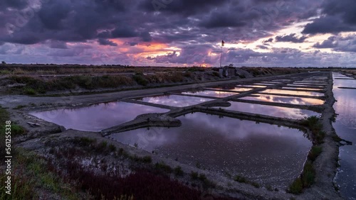Timelapse coucher soleil marais salants ile de ré 4K