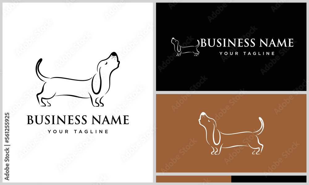 line art dachshund logo template