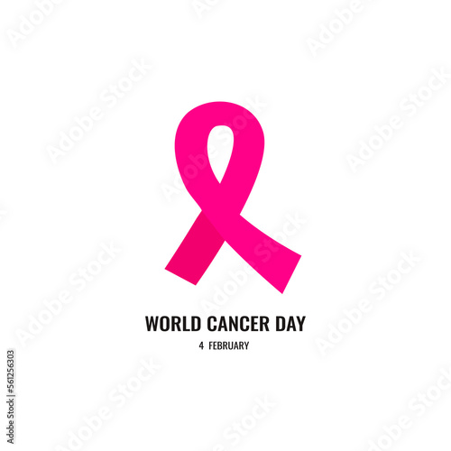 Vector illustrator Pink Ribbon, symbol of World Cancer Day