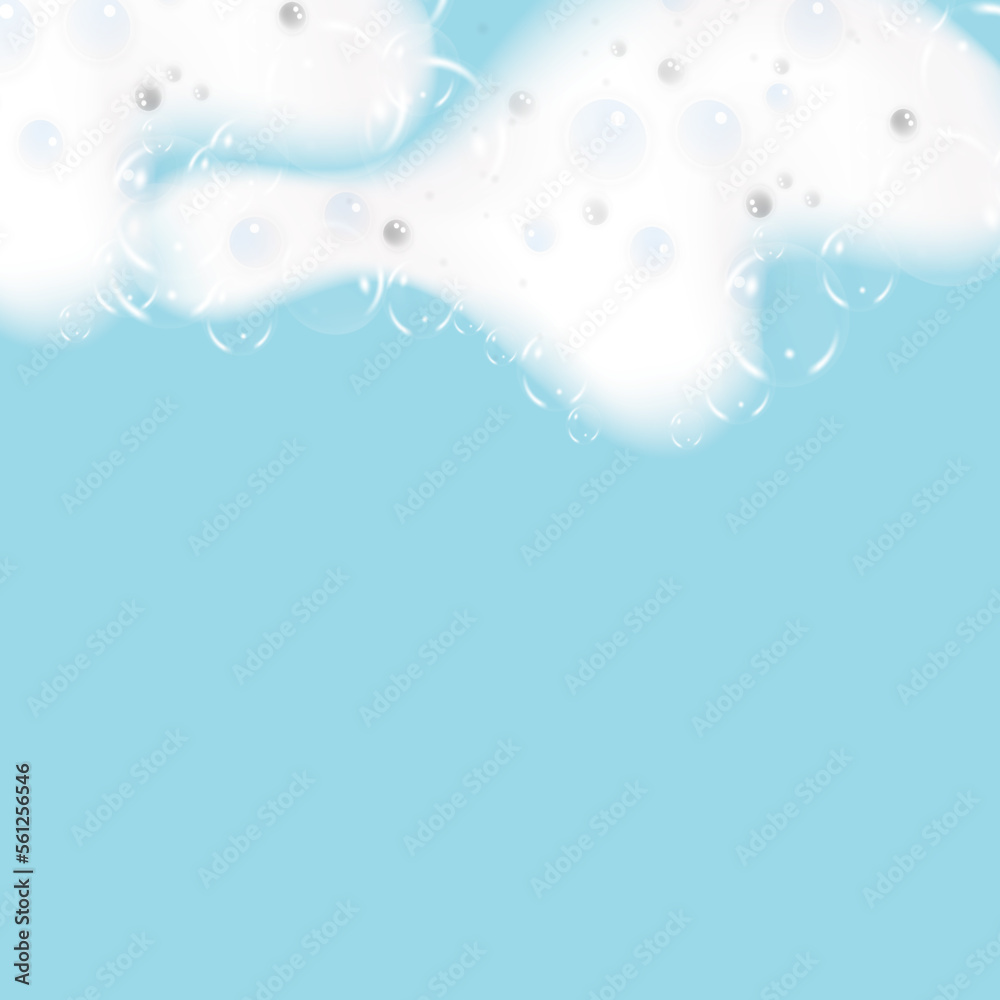 Bath foam isolated on ablue background. Shampoo bubbles texture.Shampoo and bath lather vector illustration. Bath foam isolated on ablue background. Shampoo bubbles texture.Shampoo and bath lather vector illustration.