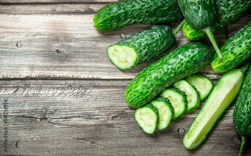 Sliced fresh cucumbers.