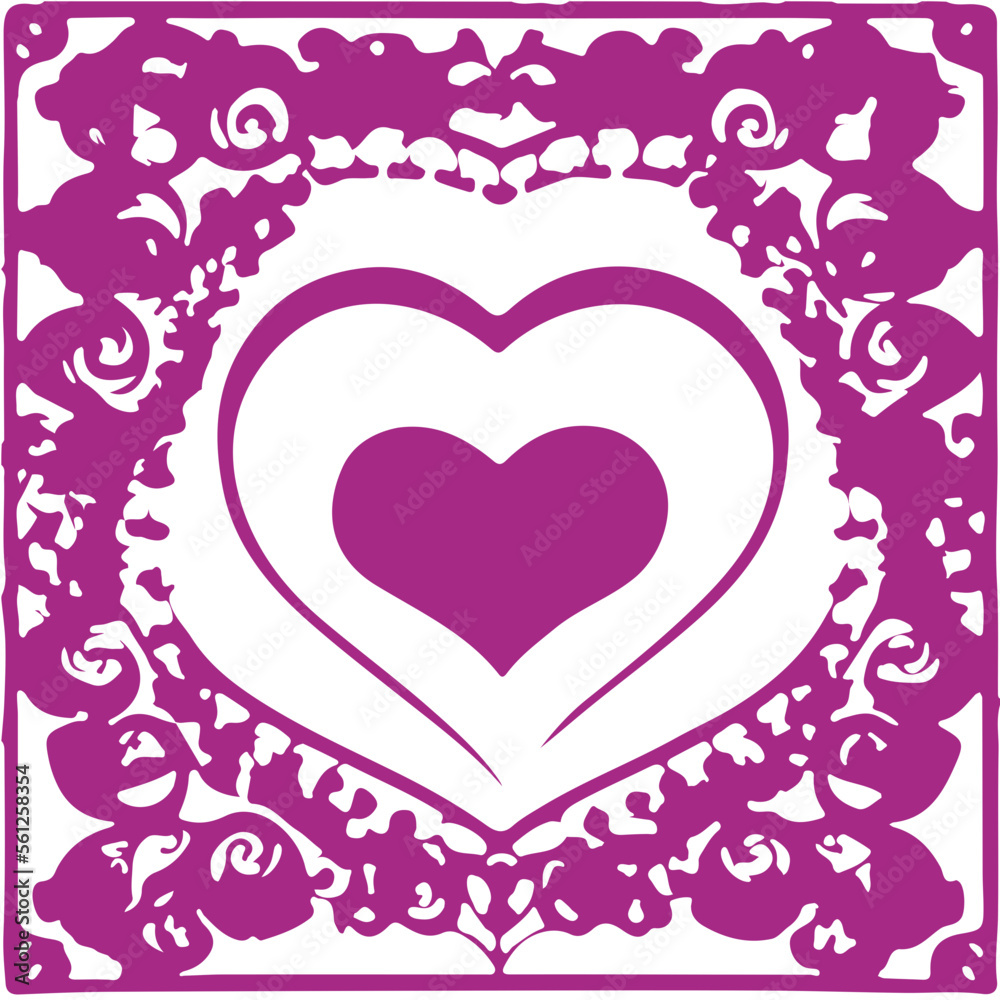 An abstract transparent heart lace design element.