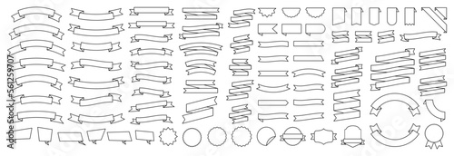 Ribbon blank vintage collection. Contour tape flat set decorative icons. Web icon kit tapes, greeting cards, invitations. 