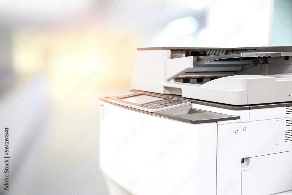 Photocopier printer, The copier or photocopy machine office equipment  workplace on white wall background for scanner or scanning document and  printing or copy paper duplicate and Xerox. Stock Photo | Adobe Stock