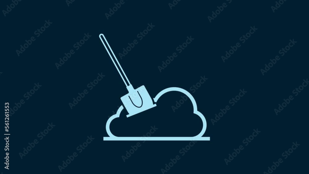 White Shovel in the ground icon isolated on blue background. Gardening tool. Tool for horticulture, agriculture, farming. 4K Video motion graphic animation White Shovel in the ground icon isolated on blue background. Gardening tool. Tool for horticulture, agriculture, farming. 4K Video motion graphic animation