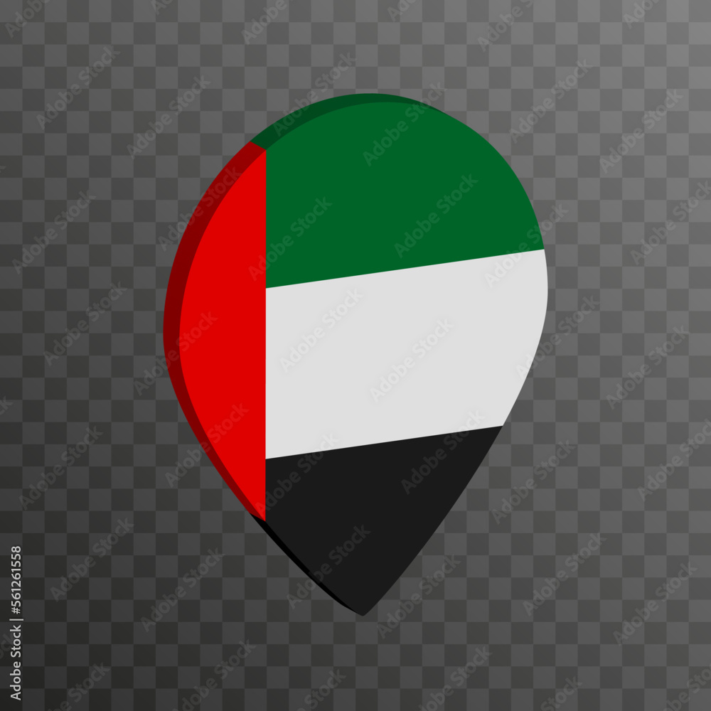 Map pointer with United Arab Emirates flag. Vector illustration. Map pointer with United Arab Emirates flag. Vector illustration.