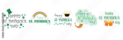 Collage of greeting cards for Happy St. Patrick's Day on white background