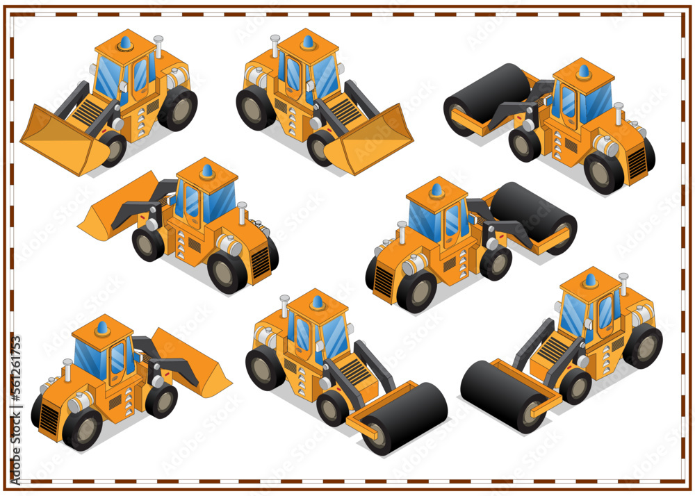 Construction machinery. Isolated on a white background. Isometric. Vector illustration. Construction machinery. Isolated on a white background. Isometric. Vector illustration.