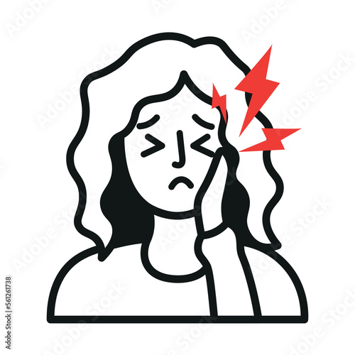 Woman with toothache on white background