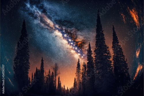 colorful Milky Way with star and sky, Made by AI,Artificial intelligence