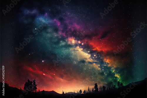 colorful Milky Way with star and sky, Made by AI,Artificial intelligence