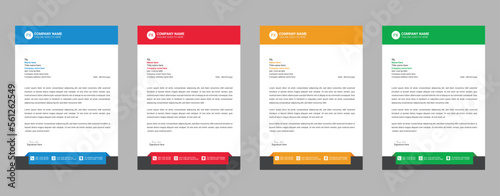 Modern,Creative,unique, clean & professional corporate company business letterhead template design with color variation bundle & geometric shapes for your project, vector design with logo.