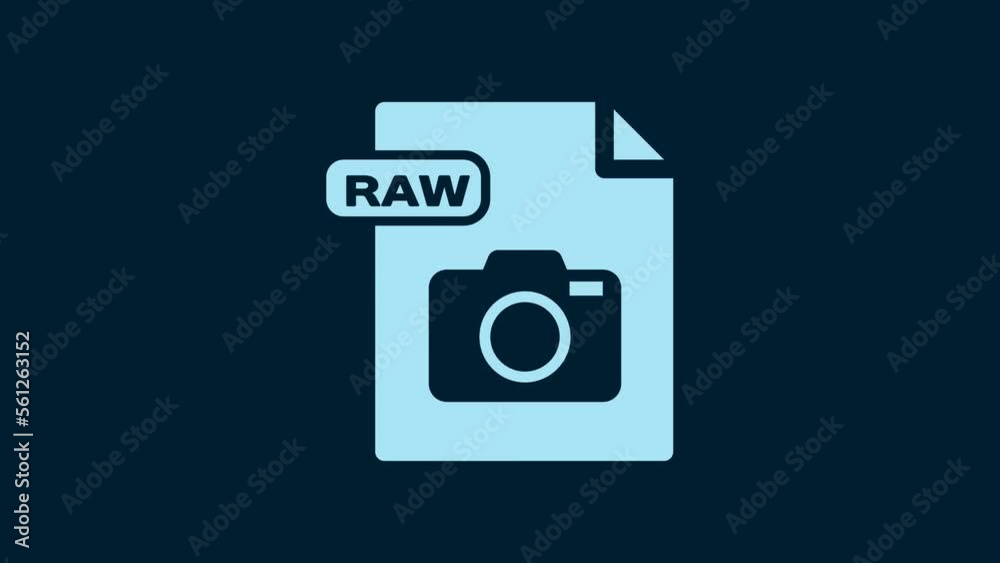 White RAW file document. Download raw button icon isolated on blue background. RAW file symbol. 4K Video motion graphic animation White RAW file document. Download raw button icon isolated on blue background. RAW file symbol. 4K Video motion graphic animation