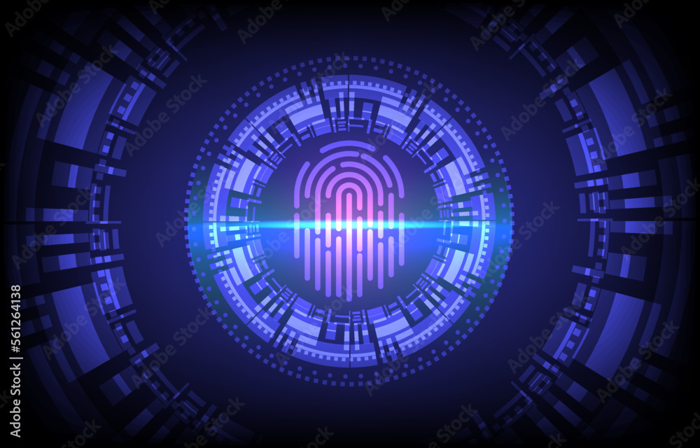 Fingerprint scan. Biometric fingerprints identification. Security system thumb lines authentication. Finger-print scanning identification system. Biometric authorization and business security concept. Fingerprint scan. Biometric fingerprints identification. Security system thumb lines authentication. Finger-print scanning identification system. Biometric authorization and business security concept.