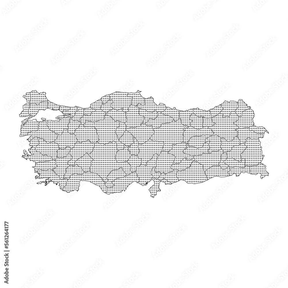 Turkey gray dotted map vector.