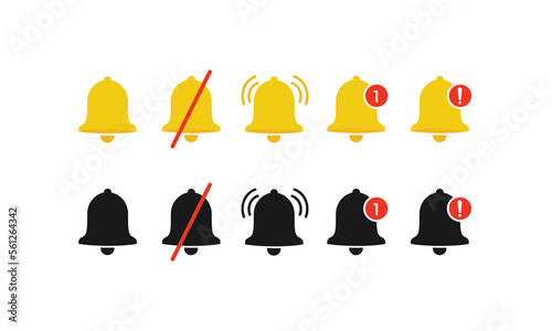 Notification bell icons. Incoming inbox message. New message,Notofication icons collection. Alarm symbol