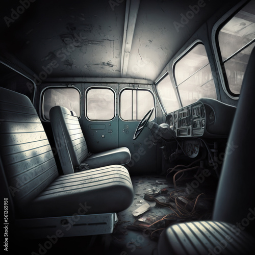 Innenraum altes Auto-Oldtimer, ai generated © Comofoto