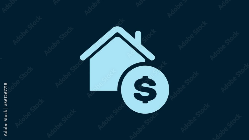 White House with dollar symbol icon isolated on blue background. Home and money. Real estate concept. 4K Video motion graphic animation White House with dollar symbol icon isolated on blue background. Home and money. Real estate concept. 4K Video motion graphic animation