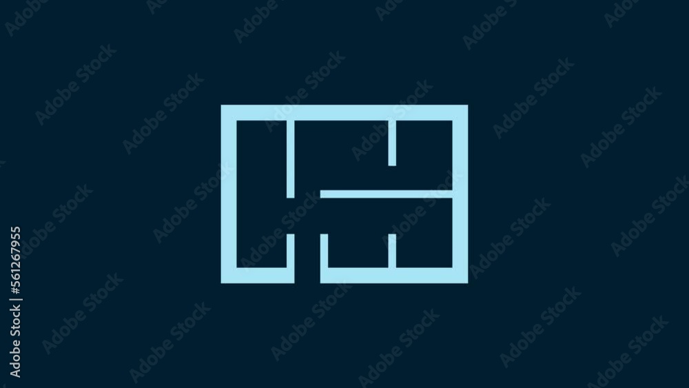 White House plan icon isolated on blue background. 4K Video motion graphic animation White House plan icon isolated on blue background. 4K Video motion graphic animation