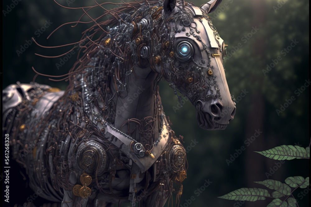 Mechanical Horse steampunk. Generative AI