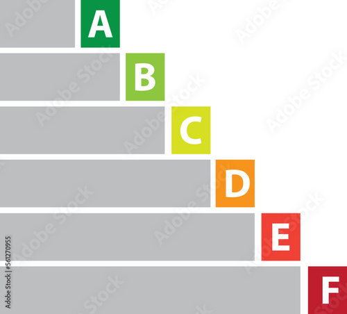 Energy efficiency rating chart icon. European union ecological class illustration symbol. Sign color graph vector flat.