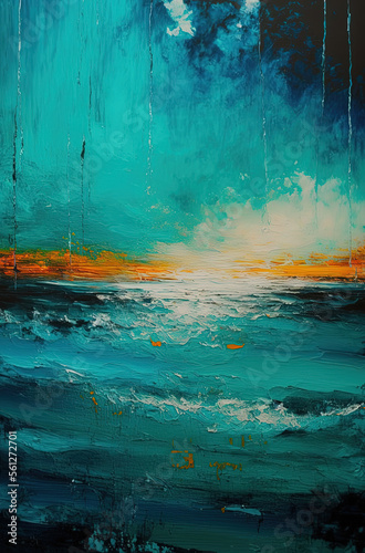 Surreal and dreamlike seascape oil painting. Generative AI.