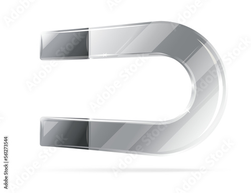 One metal horseshoe magnet illustration in front view isolated on white