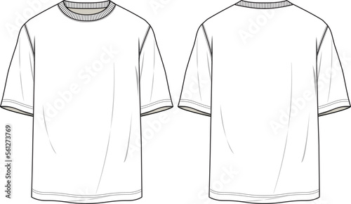 MEN AND BOYS WEAR BOXY T SHIRT FRONT AND BACK FASHION FLAT DESIGN VECTOR