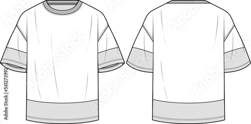 MEN AND BOYS WEAR BAGGY TEE SHIRT FRONT AND BACK FASHION FLAT DESIGN VECTOR