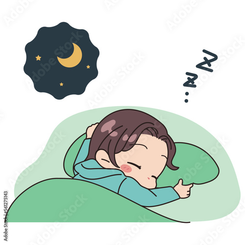 Illustration of a woman sleeping on a futon.