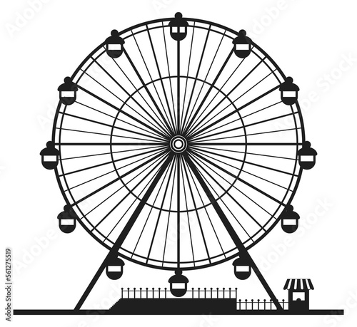 Amusement park ferris big wheel black silhouette