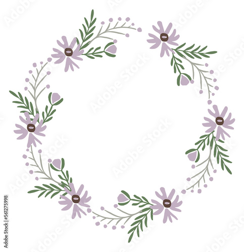 Delicate flower circle. Wedding decoration floral element