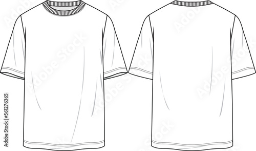 MEN AND BOYS WEAR BOXY T SHIRT FRONT AND BACK FASHION FLAT DESIGN VECTOR