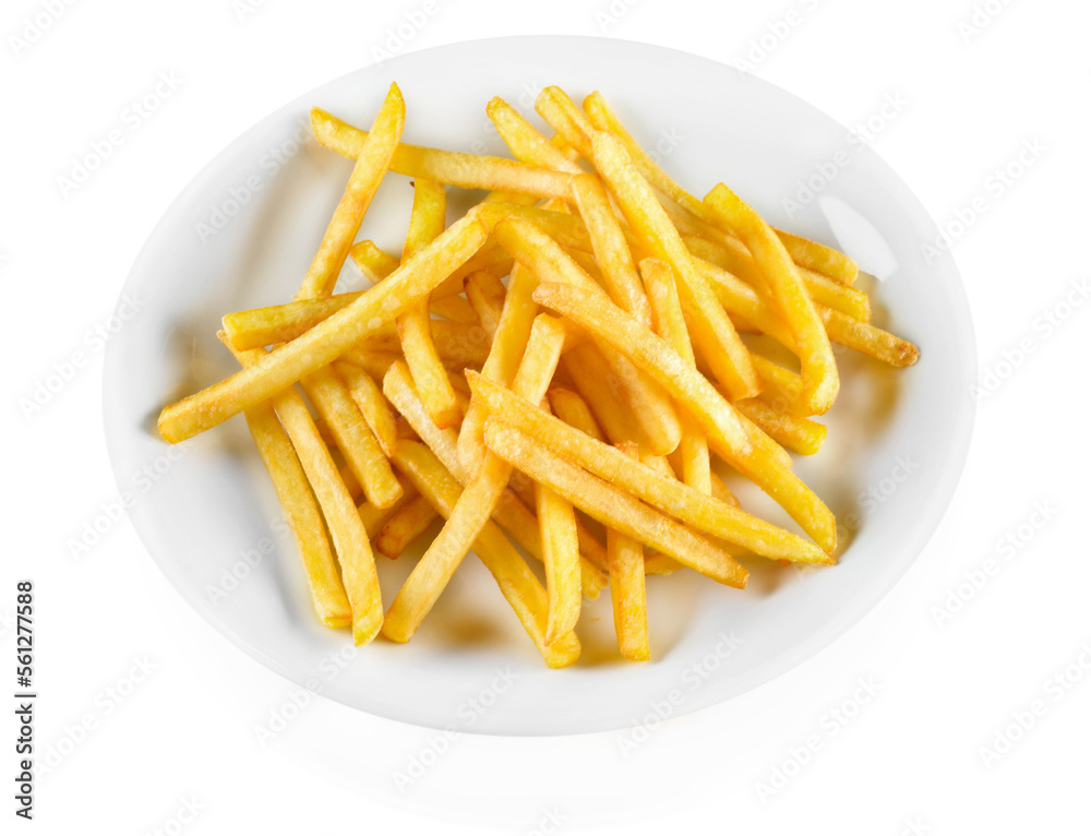 Fresh french fries in plate. Unhealthy Eating concept Fresh french fries in plate. Unhealthy Eating concept