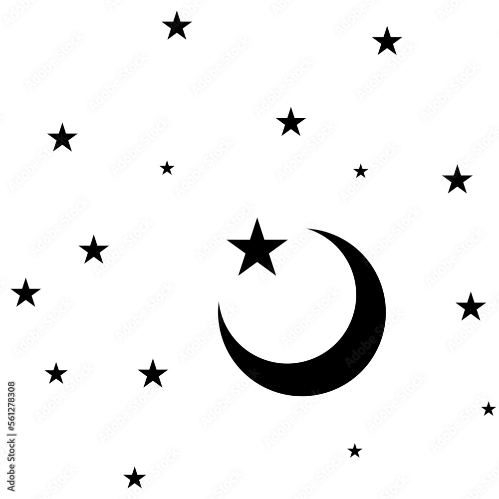 Moon and stars - cut out -vector icon