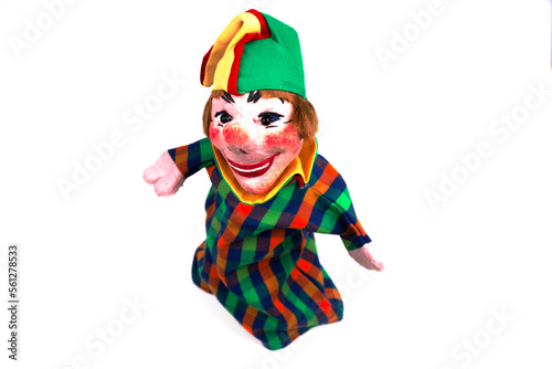 funny punch puppet kasper isolated on white background