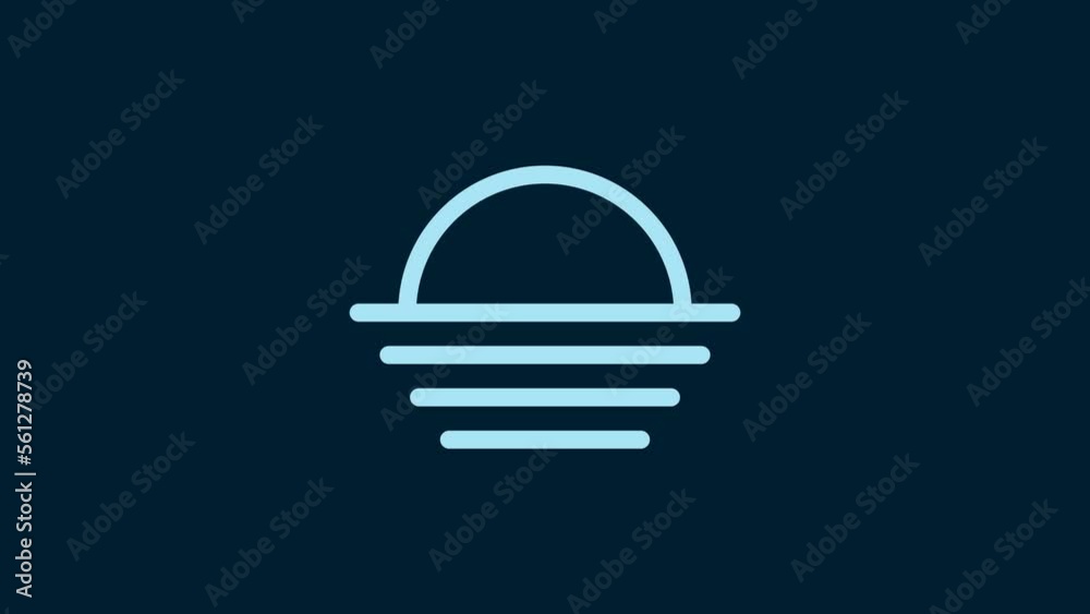 White Sunset icon isolated on blue background. 4K Video motion graphic animation White Sunset icon isolated on blue background. 4K Video motion graphic animation
