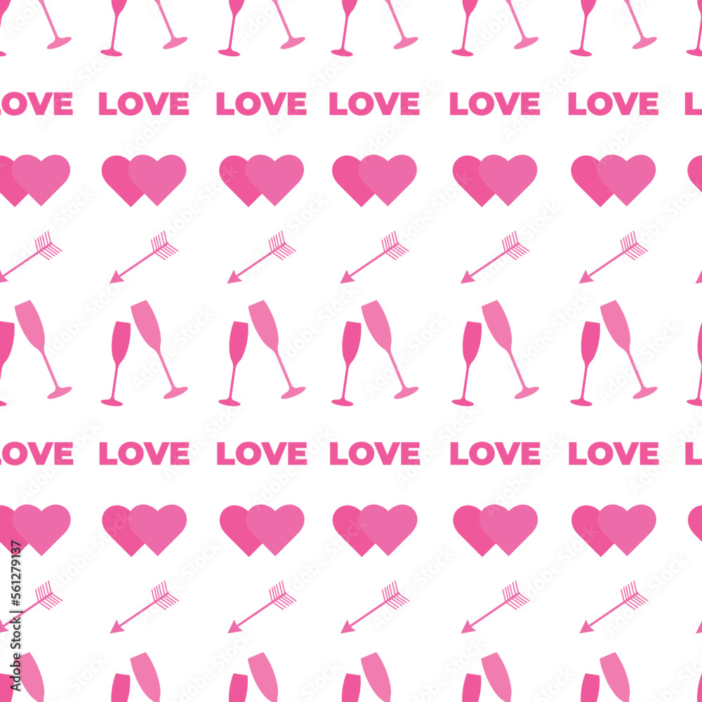 Seamless pattern for Valentine's Day on a white background.
Seamless pattern for Valentine's Day on a white background.