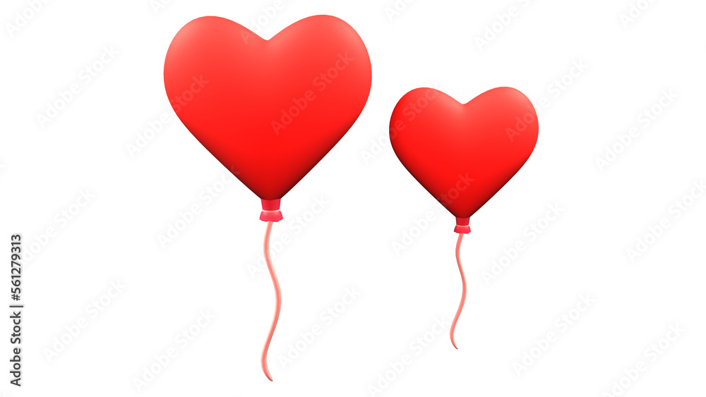 3d icon 3 bright love balloons