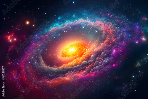 abstract illustration of the cosmos on the theme of the origin of life in the universe with stars, comets and nebulae