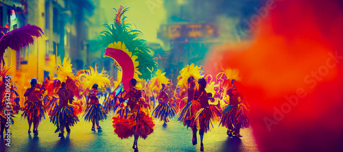 colorful carnival parade  Generative AI Illustration  