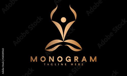 Yoga wellness health and fitness abstract monogram vector logo template photo