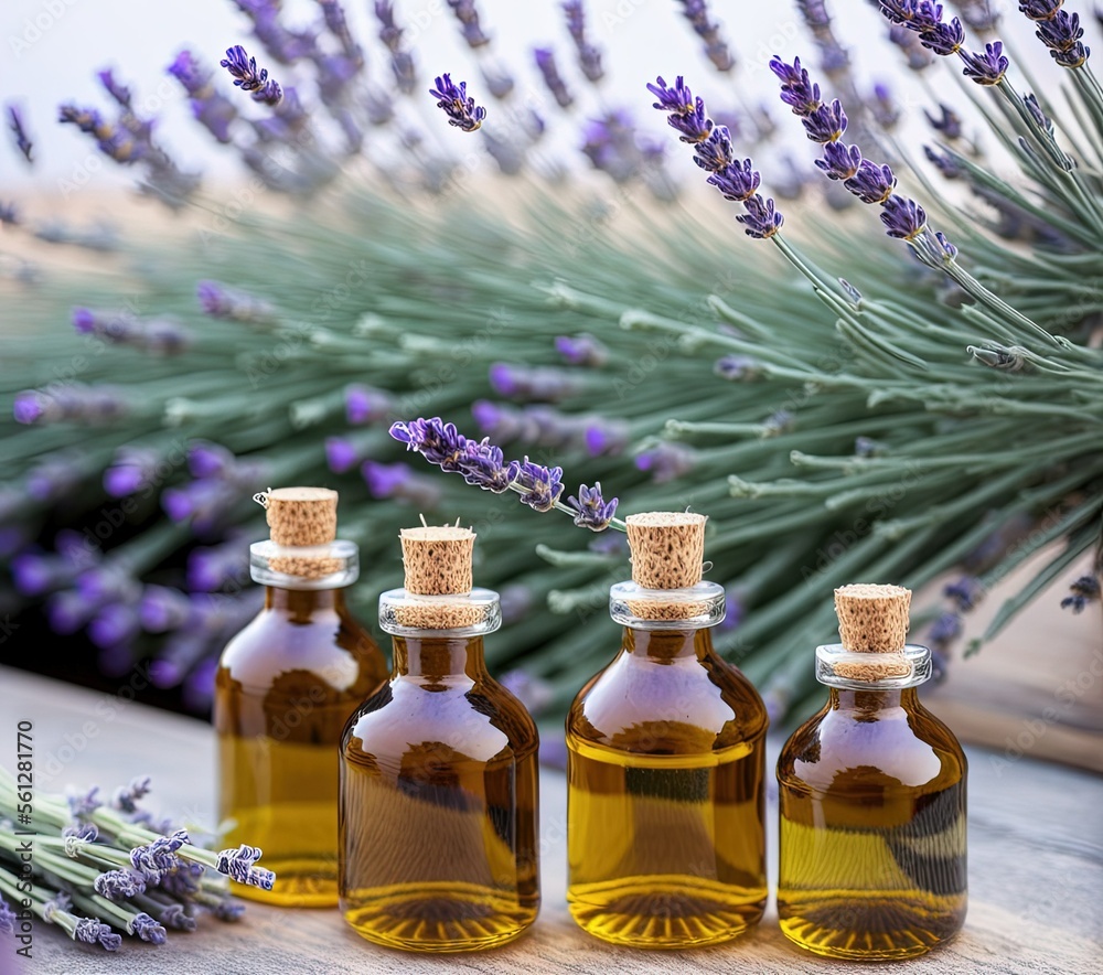lavender essential oil in a bottle on a wooden background lavender essential oil in a bottle on a wooden background
