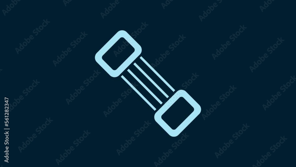 White Chest expander icon isolated on blue background. 4K Video motion graphic animation