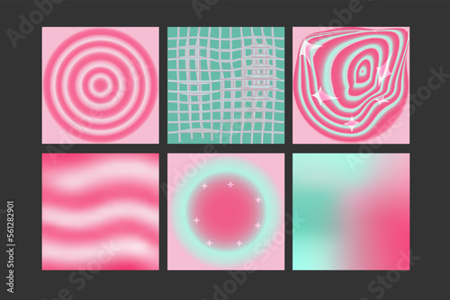 Trendy gradients, typography, y2k. Design backgrounds for social media banner. Set of post frame templates. Vector cover. Mockup for personal blog or shop. Layout for promotion.