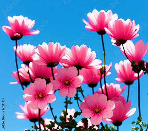 beautiful pink cosmos flowers in the garden