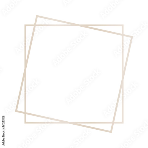 Cream and Beige Color Square frame isolated on white for Wedding Invite, Background, Printing Metallic Look Design