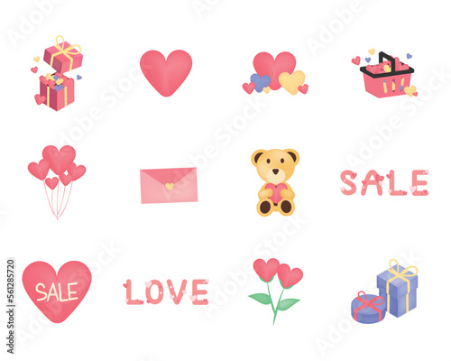 sweet and pastel pink heart for sales element for valentine day